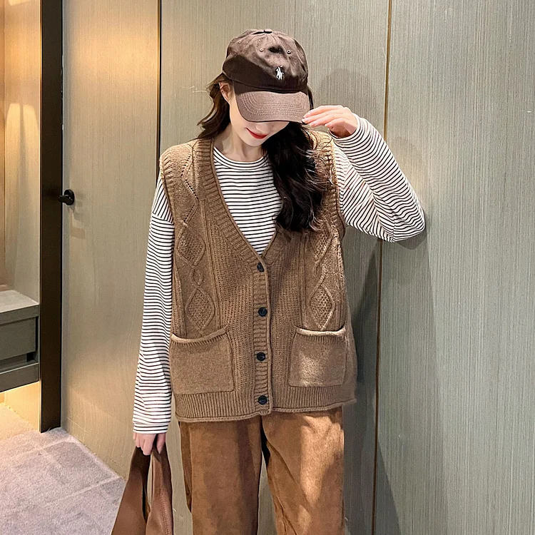 Vintage Knit Sweater Vest - yankia