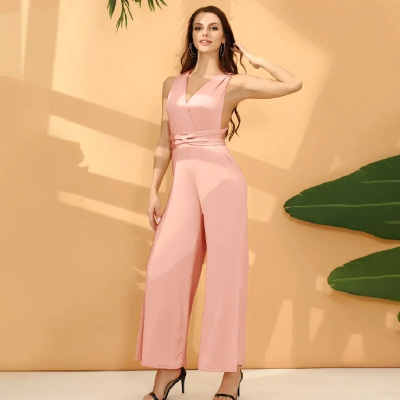 2021 New Premium DIY Sexy Women Multiway Wrap Convertible Boho Maxi Jumpsuits Club Jumpsuits Bandage Jumpsuits Wide leg pants