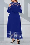 Plus Size Lace Stitching Cold Shoulder Maxi Dresses