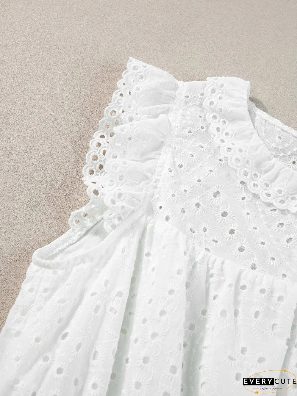 Elegant White Hollow Flutter Mini Dress