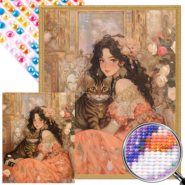 Retro Girl 40*50CM(Canvas) AB Round Drill Diamond Painting gbfke