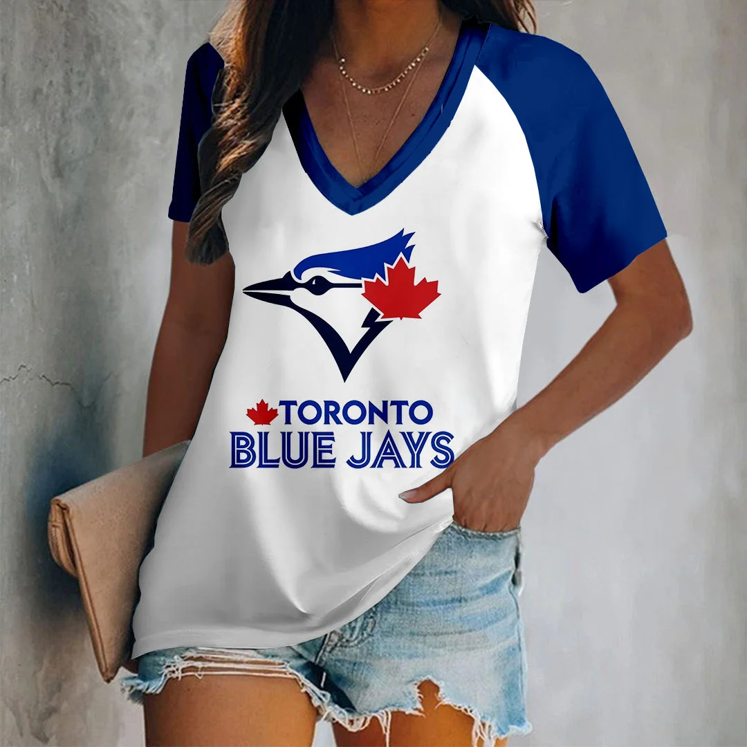 Women's Printed Short Casual V-Neck T-Shirt