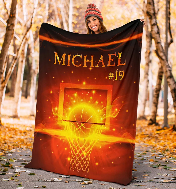 Personalized Basketball Blanket, Basketball Boy Sherpa Fleece Blanket | BKKid693