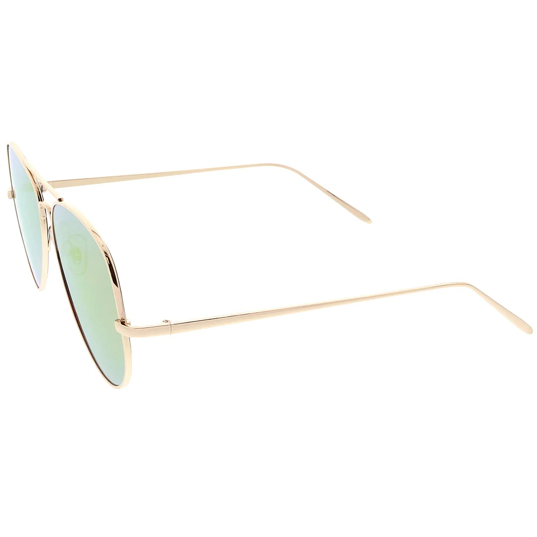 Classic Metal Aviator glasses Double Nose Bridge Color Mirror Flat Lens 59mm