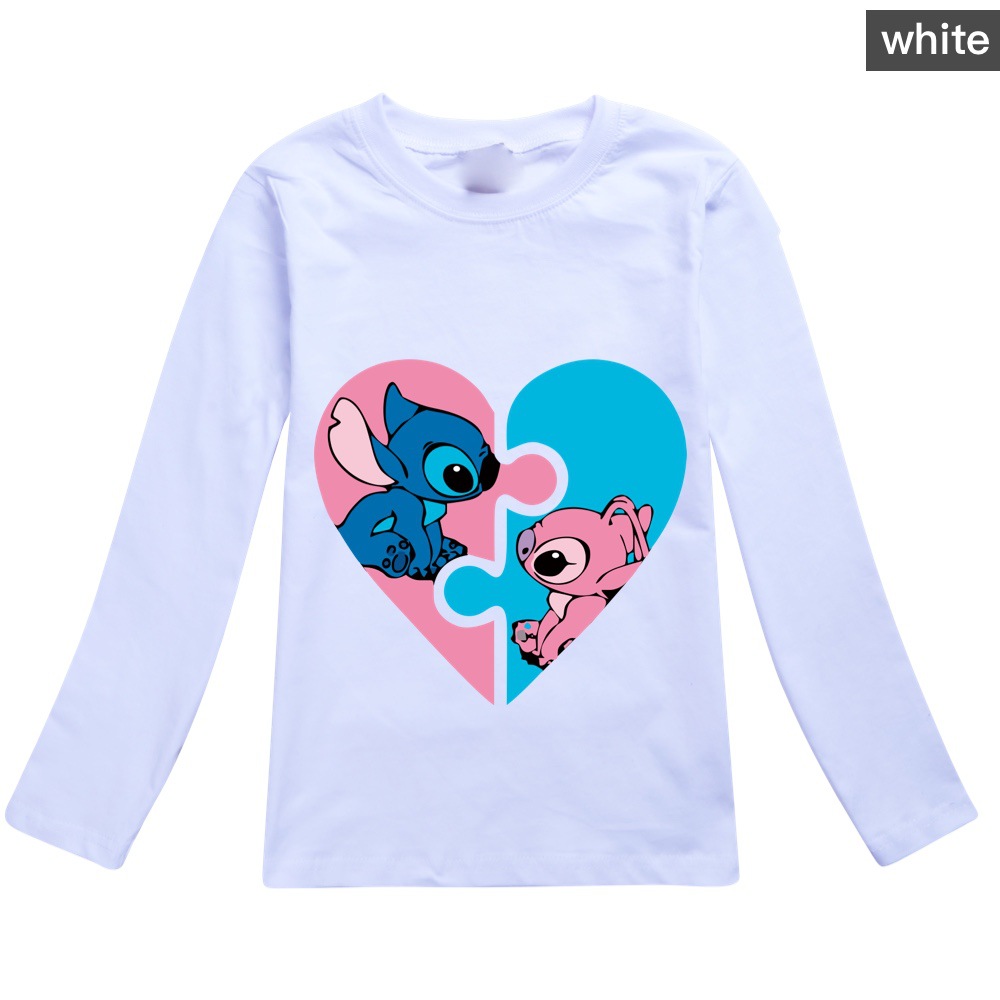 Cute Blue Cat Stitch Long Sleeve T-Shirt for Kids - Autumn Unisex Children's Apparel 2726 -Mayoulove