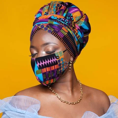 African Print Head Wrap With Satin-Lined-AW1165