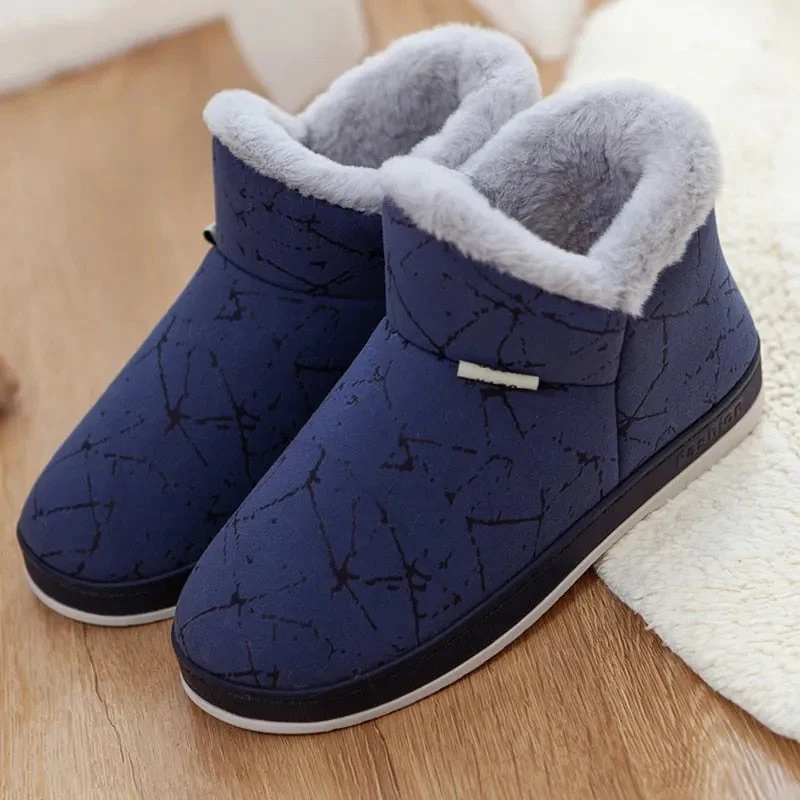 Big Size 46 47 Fur Bootie Slippers Men Anti Skid Warm House Loafers Elderly Man Pull On Snow Boots Indoor Outdoor Slippers 2022