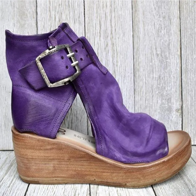 Summer New Women Sandals Sexy Peep Toe Side Hollow Female Wedge Sandals Casual Solid Color Comfortable Thick Bottom Lady Sandals