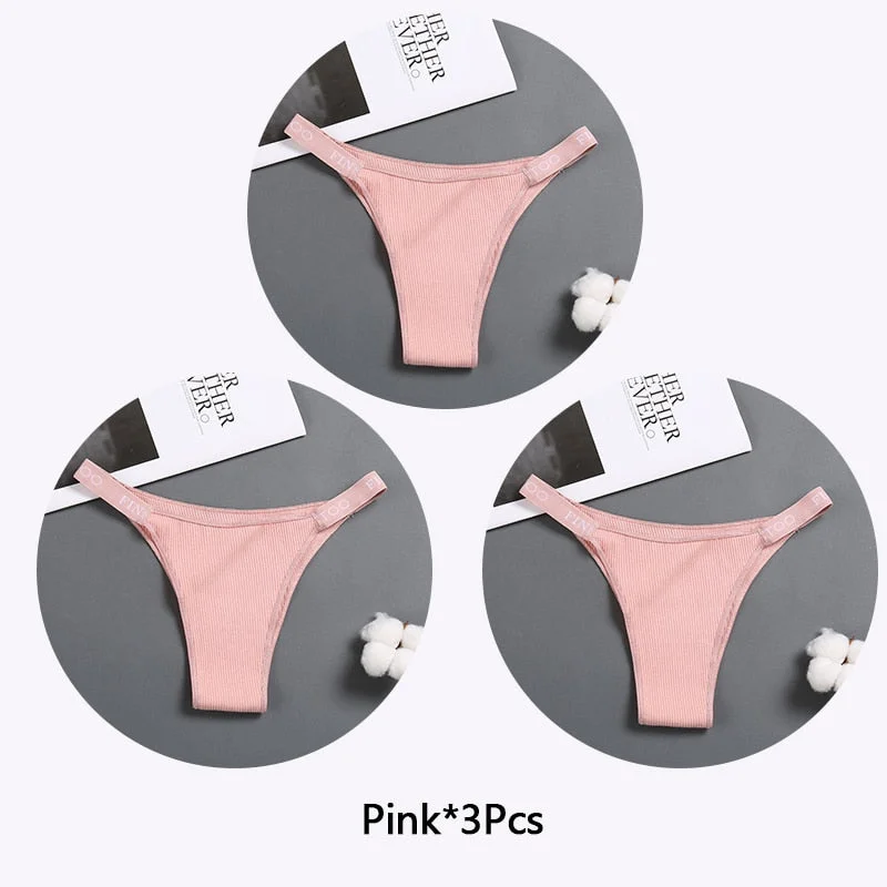 FINETOO 3Pcs/set Women Thongs Fashion Letter Cotton Panties M-XL Female Underpants Ladies Sexy Underwear Women Bikini Panty New