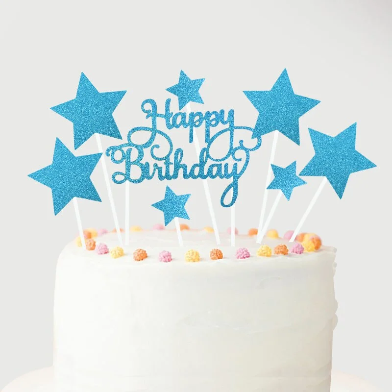 1Set Rose Gold Happy Birthday Cake Toppers with Confetti Balloons Kids Birthday Party Decoration Baby Shower Favor Wedding Decor