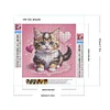 Valentinstag Herz Kätzchen - runder Bohrer Diamantmalerei - 30*30cm