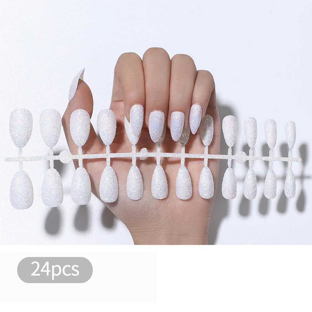 Free shipping fake nails Nail Art Decorations 24pcs Fake Nails Solid Color Frosted Matte Full Cover новогодние накладные ногти-Nail Inspo