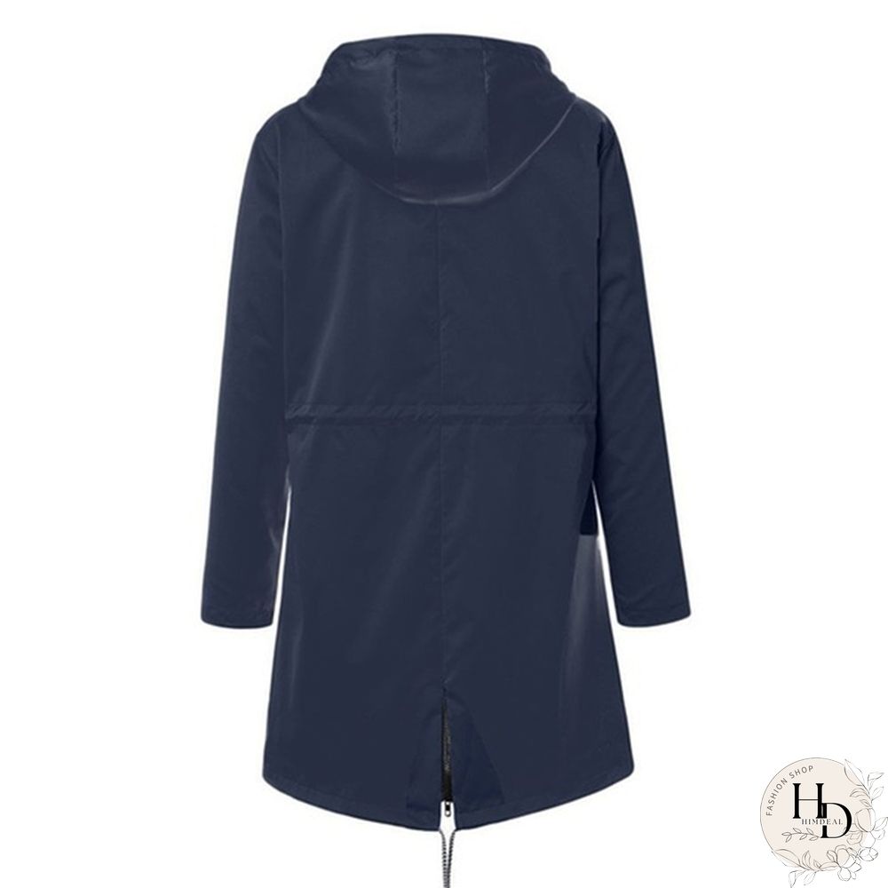 Women Waterproof Zipper Rain Jacket Solid Color Ladies Outdoor Mountaineering Lightweight Raincoats Plus Size S-5XL