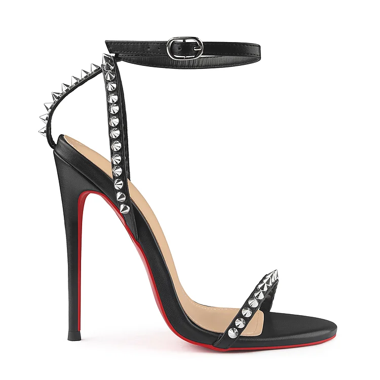 100mm Women's High Heels Rivets Party Matte Red Bottom Sandals VOCOSI VOCOSI