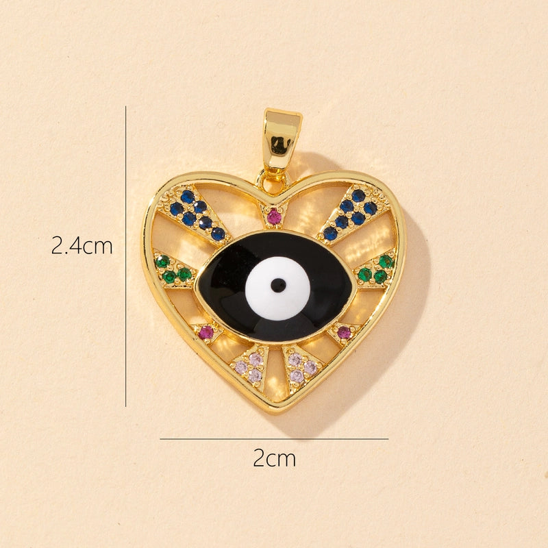 1 Piece Copper Rhinestones Heart Shape Pendant