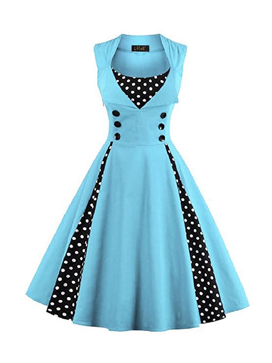 1950s Dresses Retro Light Blue Sleeveless Swing Dresses
