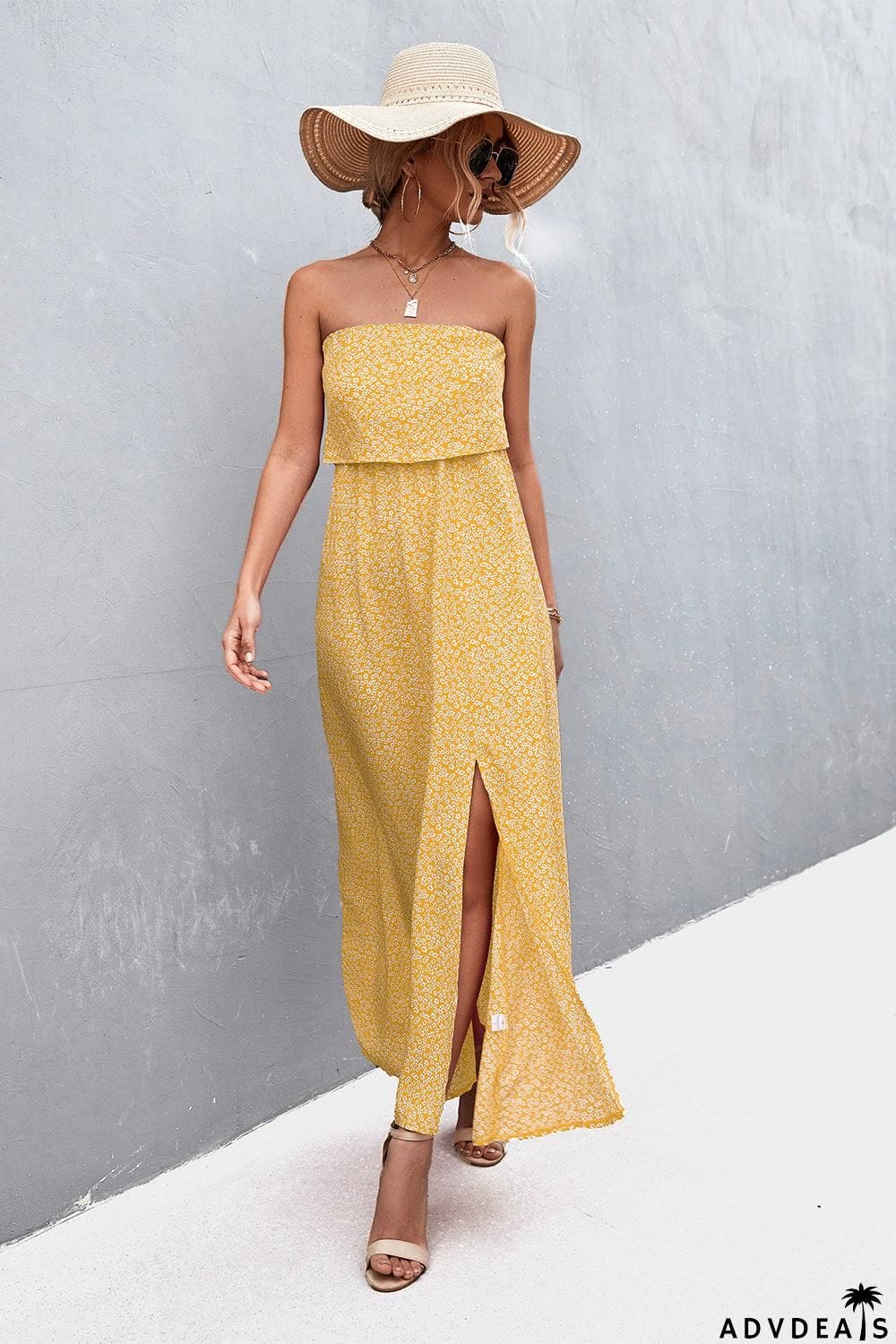 Strapless Split Maxi Dress
