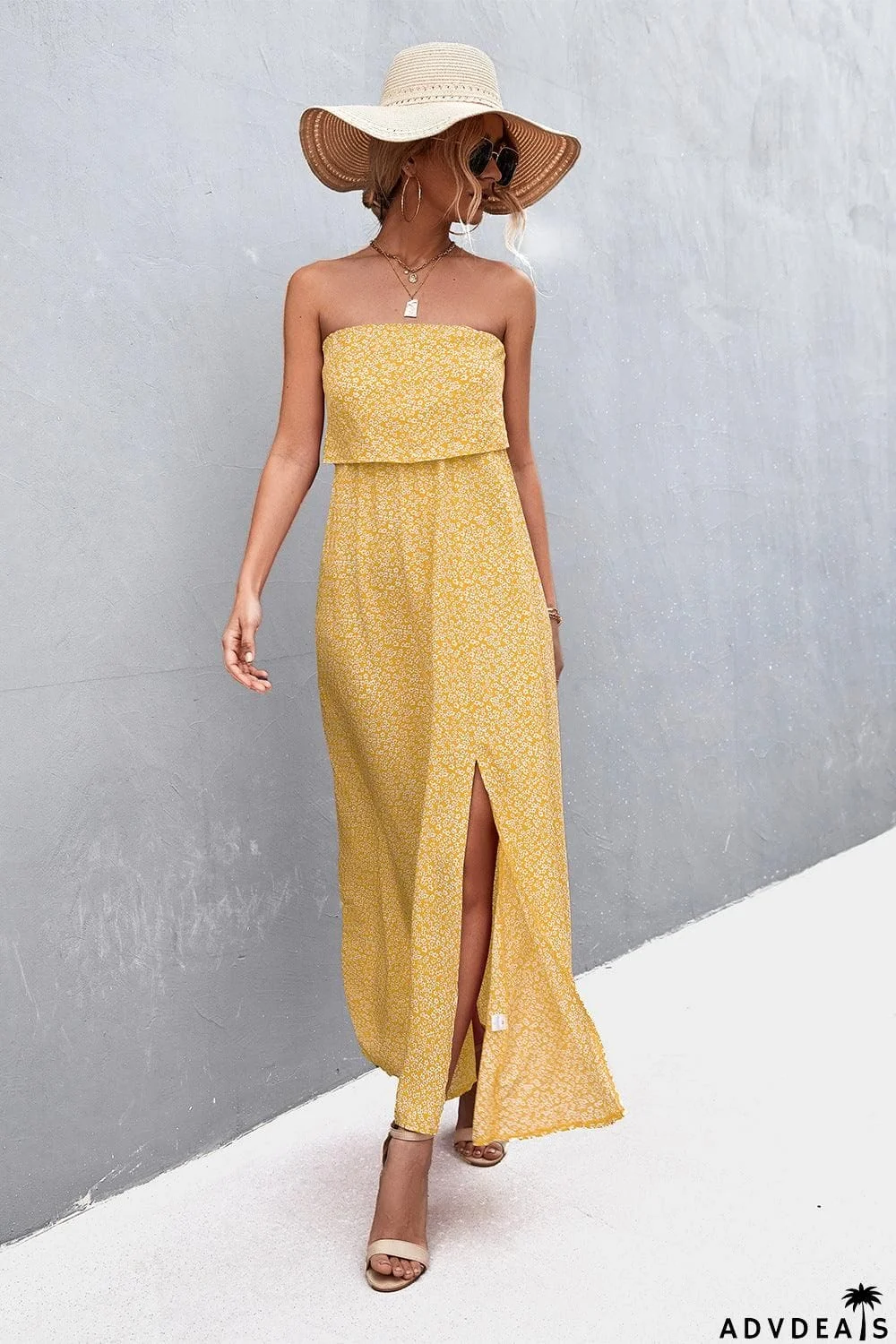Strapless Split Maxi Dress