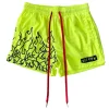 Unisex Flame Print Mesh Fitness Athletic Shorts by Inlyline