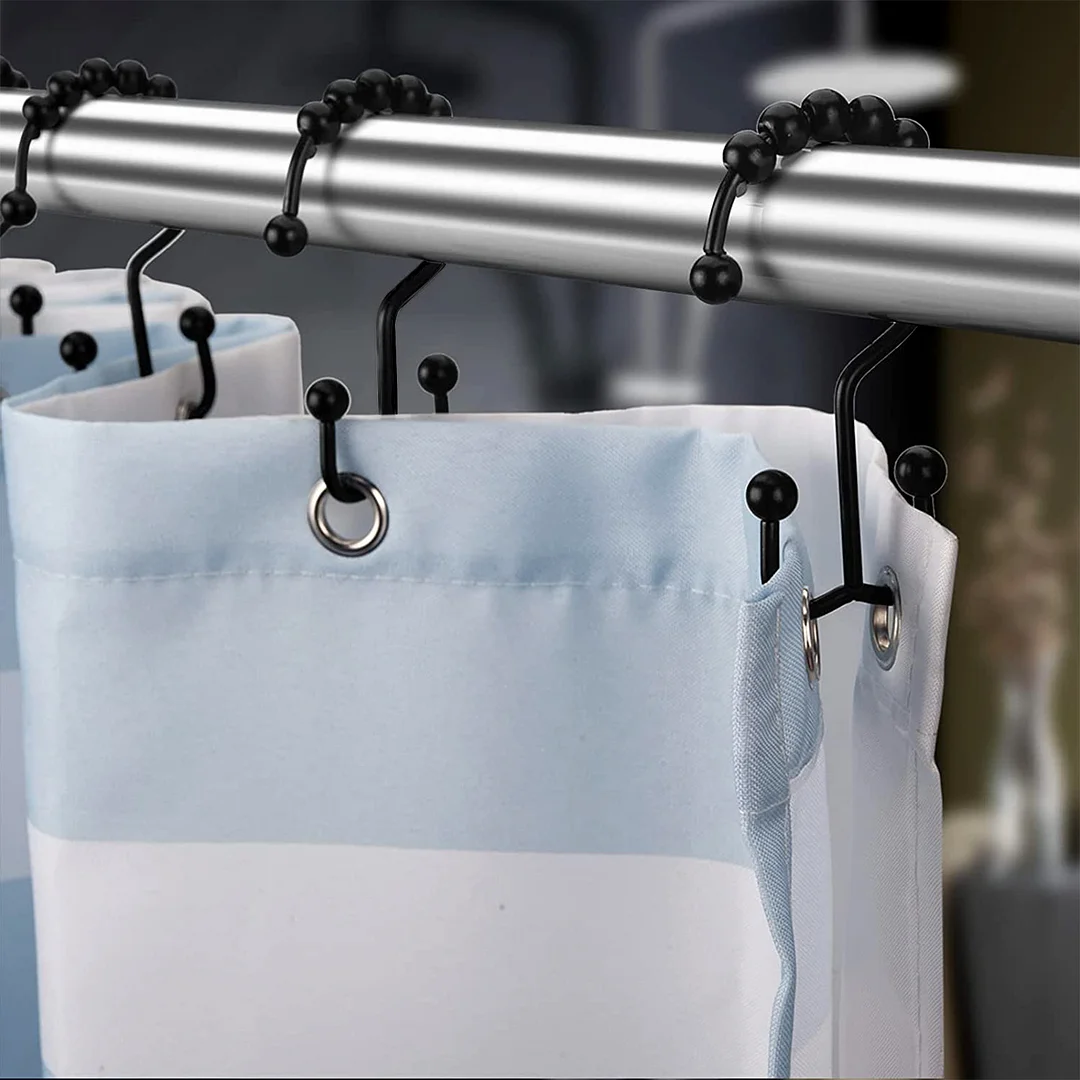 Semfri Shower Curtain Hooks Rings, Stainless steel Double Glide Shower Hooks  for Bathroom Shower Rods Curtains