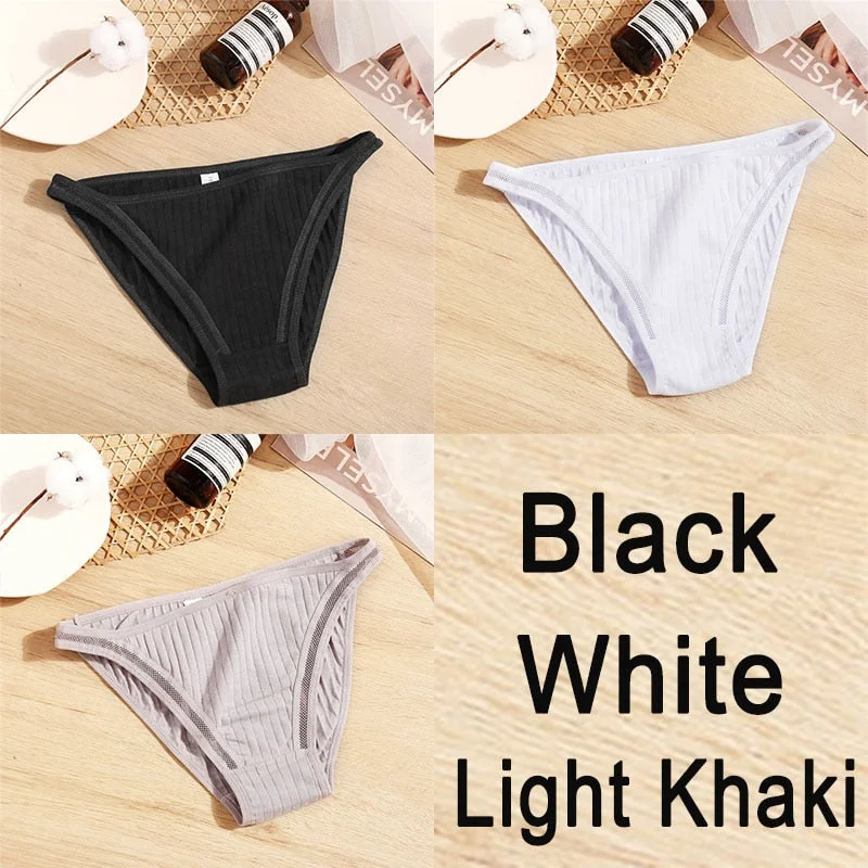 3PCS Sexy Lace Panties Women Underwear Cotton Briefs Female Underpants Solid Color Pantys Hollow Mesh Low Waist Panties Lingerie