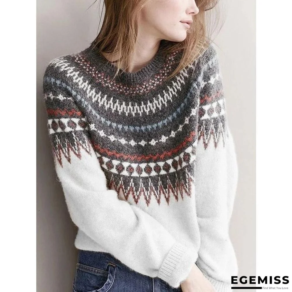 Round Neck Casual Bohemian Sweater | EGEMISS