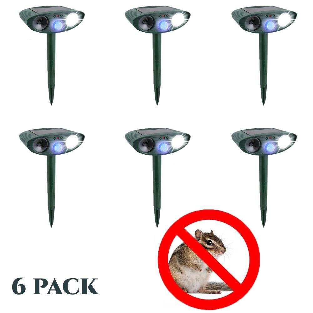 Ultrasonic Chipmunk Repeller - PACK of 6 - Solar Powered - Get Rid of Chipmunks in 48 Hours or It's FREE - vzzhome