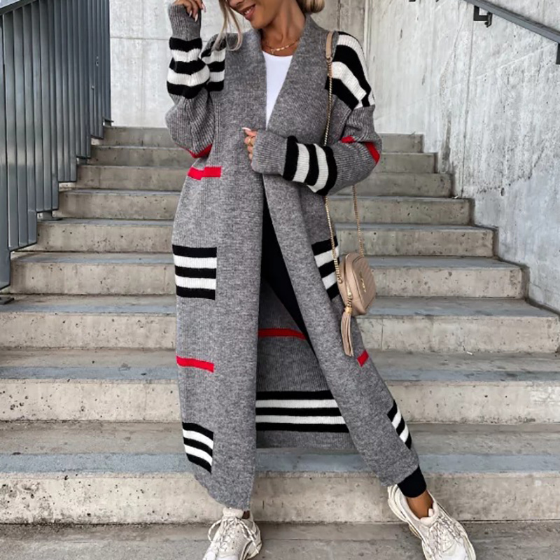 Women Loose Fit Long V-Neck Full Sleeve Casual Streetwear Sweaters Cardigan