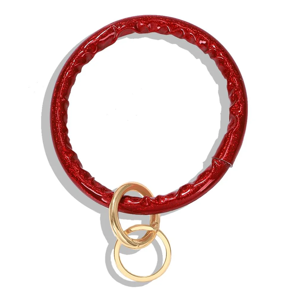 Dvacaman Hot Sale Big O Shaped Silicone Loop Wrist Key Ring Keychain with Gold O Clasp Round Key Wrist Strap Accessory Wholesale