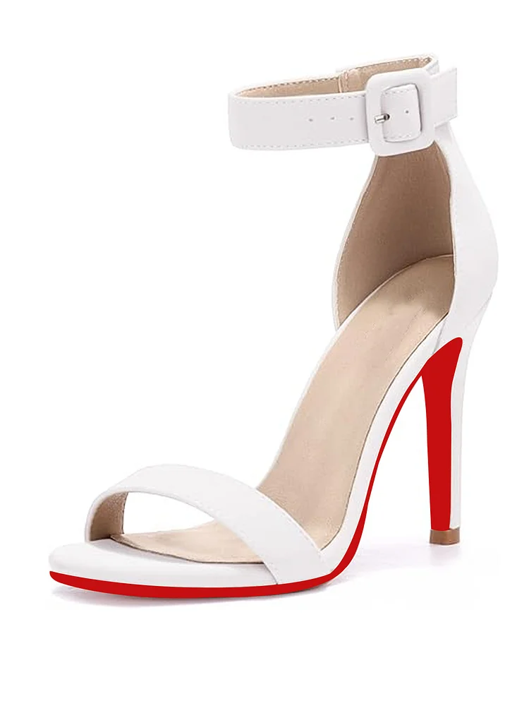 100mm Women's  High Heels Dressy Stiletto Heels Open Toe Heels Ankle Strap Heeled Sandals  Wedding Party Red Bottom Pumps