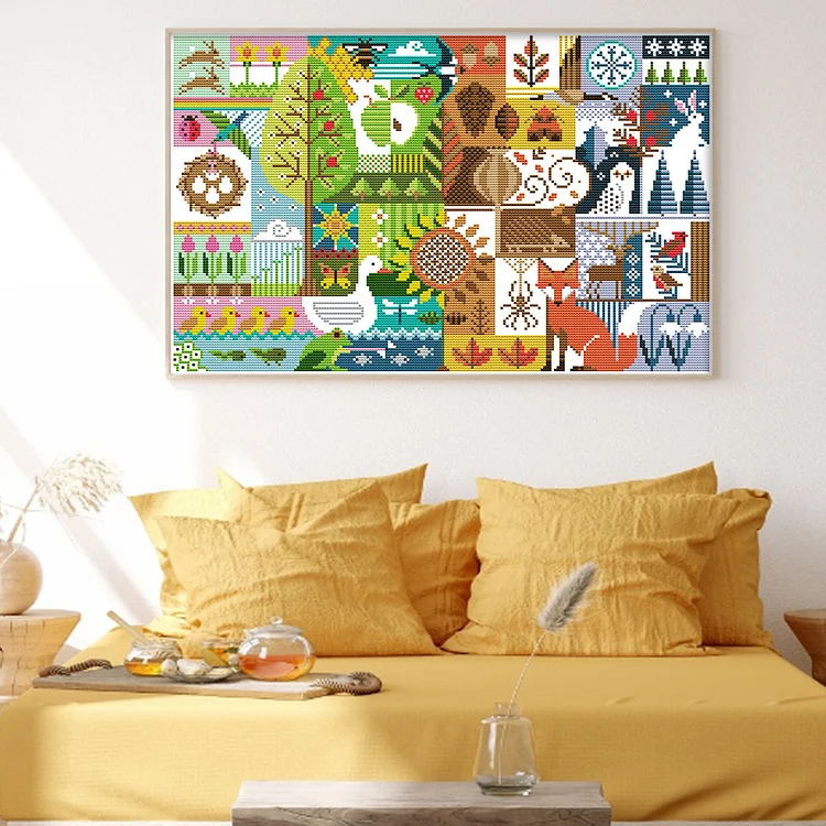 Joy Sunday Four Seasons 11CT/14CT Stamped Cross Stitch 57*40CM