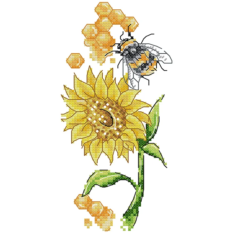 Joy Sunday Bee And Sunflower 14CT Stamped Cross Stitch 13*22CM