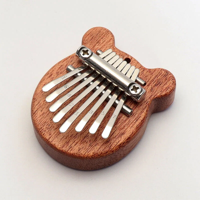 VigorDaily Bear Shape Sapele Wood Mini Thumb Piano