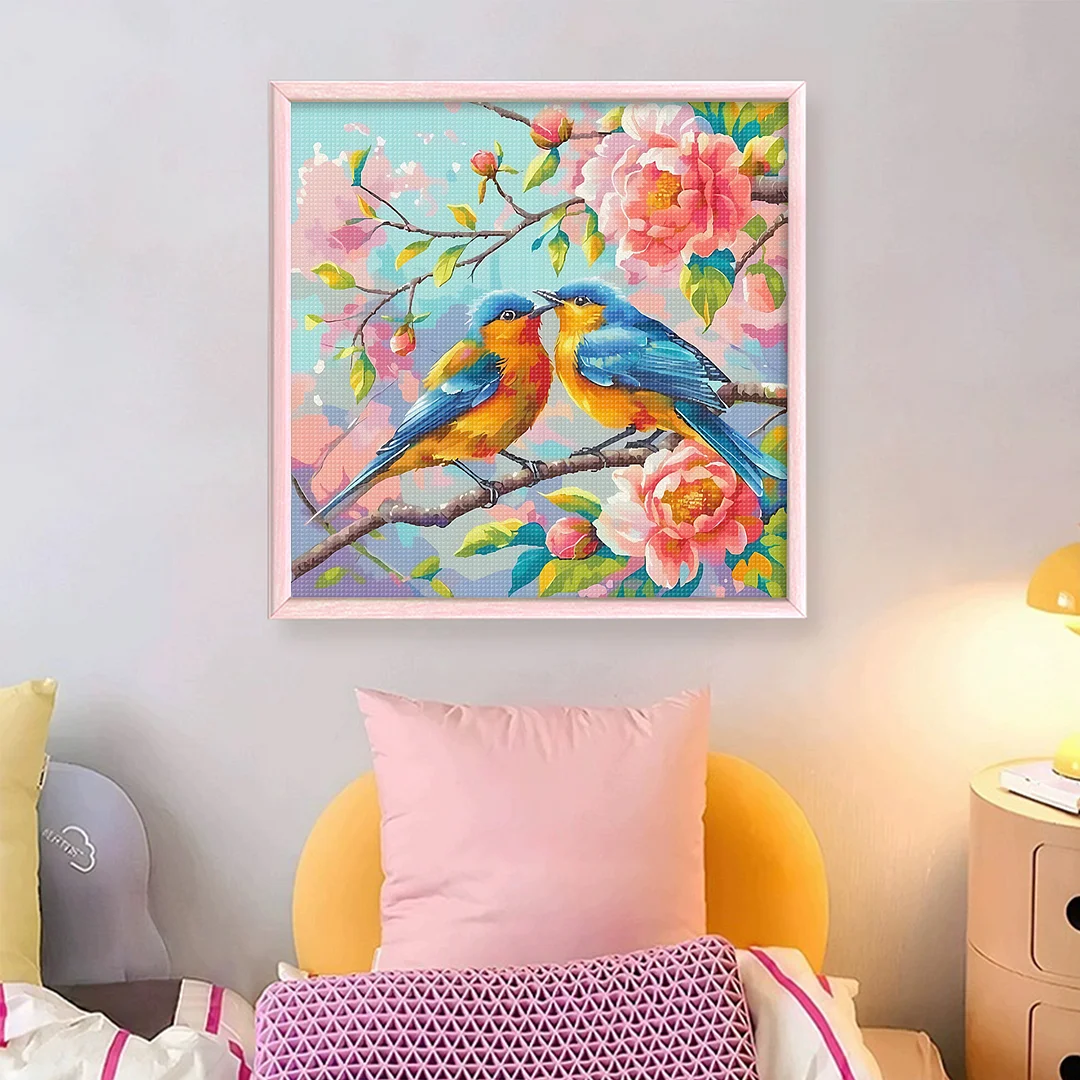 Birds On The Branches Full 11CT DIY Stamped Cross Stitch Kits 40x40cm for Adults