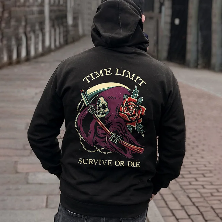 Time Limit Survive Or Die Skull Print Men's Hoodie