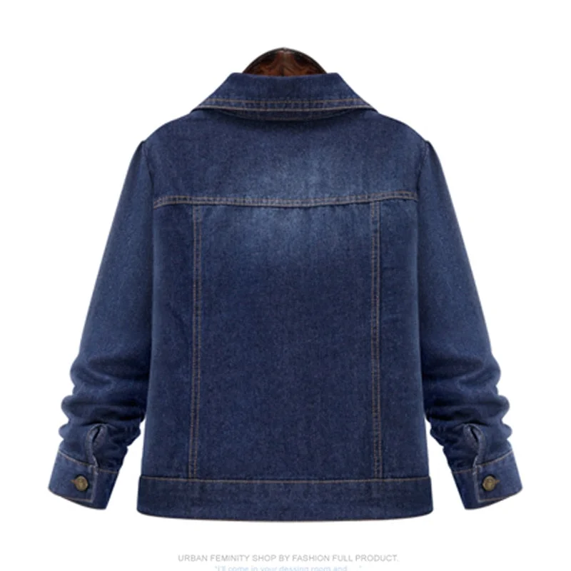 Large size 5XL 2020 Autumn Winter Women Denim Jacket Long Sleeve Short Denim Coat For Women Jeans Jacket Plus Size Outwear