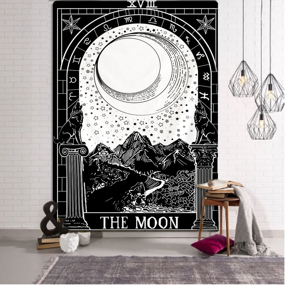 Myth Illustration Style Tarot Tapestry Creative Dark Witchcraft Room Headboard Arras Carpet Astrology Blanket Home Decoration
