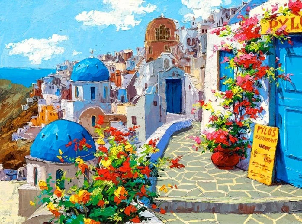 Paint By Numbers Kits UK For Adult Greece Santorini SQ3666