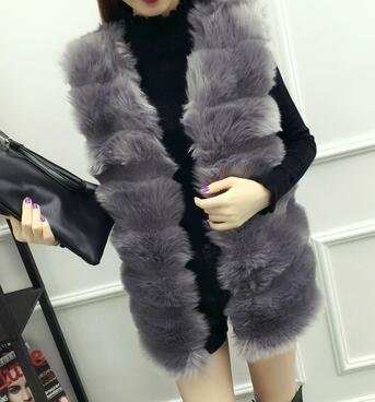 Autumn Winter Faux Fur Coat Women Thick Warm Fur Elegant Sleeveless Long Vest Woman Casual Slim Luxury Thick Warm Fur Jacket - BlackFridayBuys