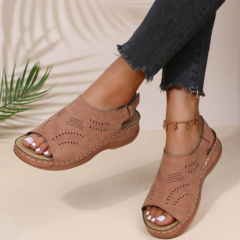 2022 Summer Women Platform Rome Sandals PU Leather Wedges Beach Sandalias Woman Open Toe Solid Casual Shoes Plus Size 43