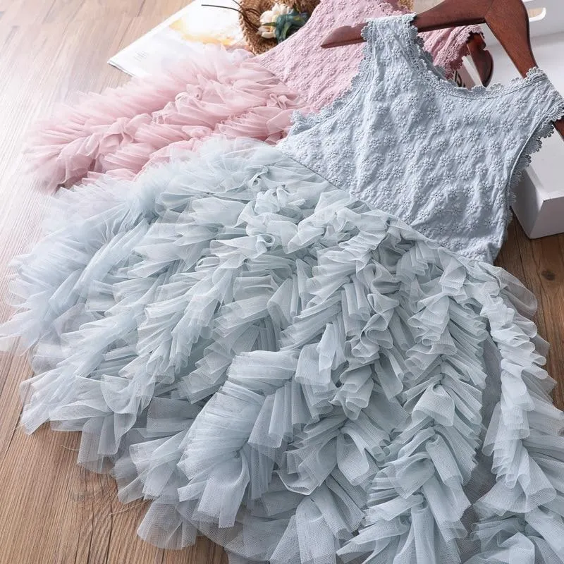 Autumn Lace Embroidery Princess Baby Girls Dress Toddler Children Birthday Party Vestidos Kids Holiday Causal Wear Clothing 3-8T