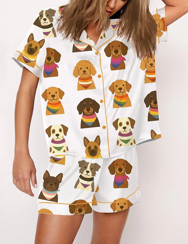 Women's LQBTQ Pride All You Need Is love Cute LGBTQ Rainbow Dog Mom Print Pajama Set