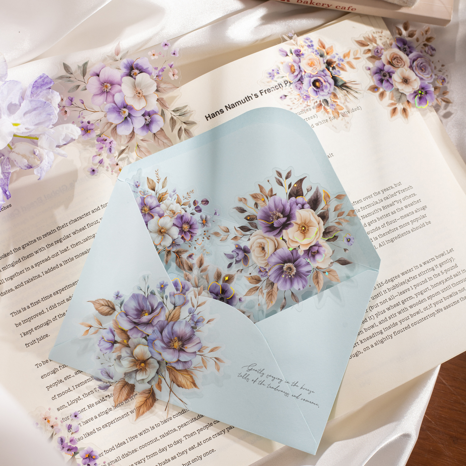 PET 스티커 - 플라워 아일랜드 블룸 시리즈 빈티지 플로럴 랜드스케이프 브론징