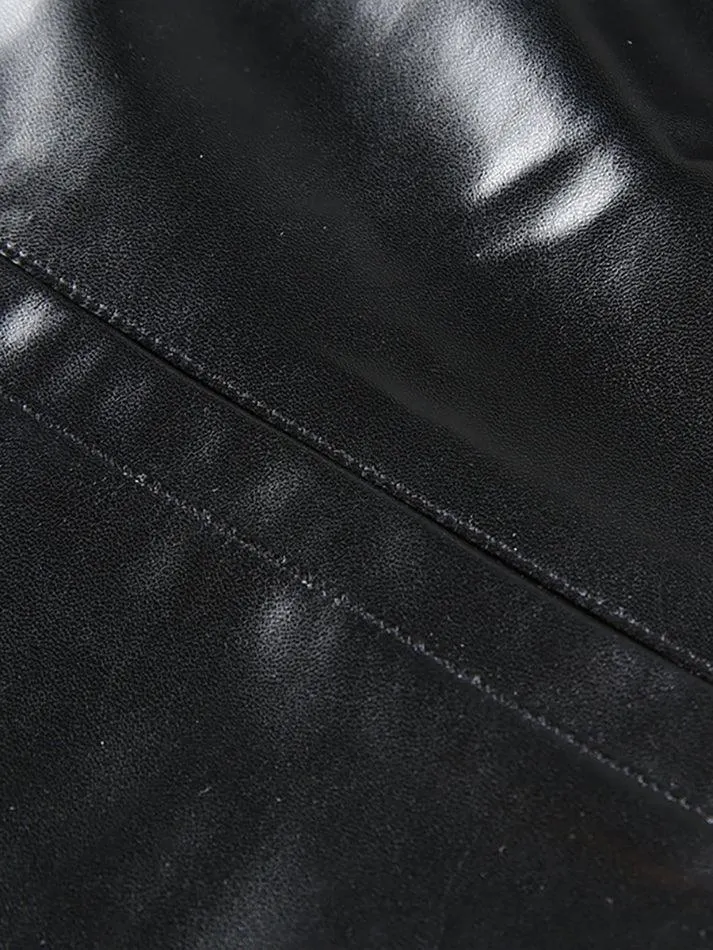 Brownm PU Leather Casual Blazer Jacket