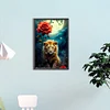 Diamond Painting-DIY Full Round Drill Night Lion Red Rose(40*60M)