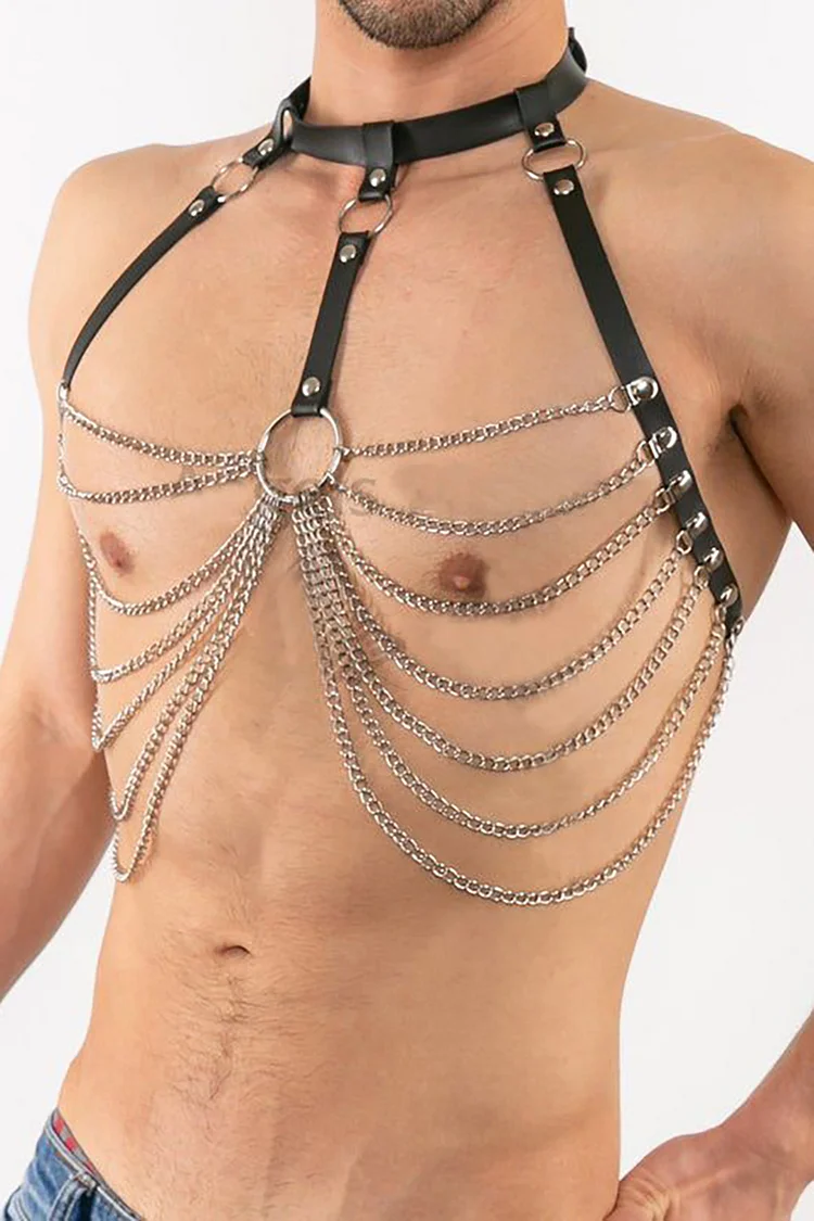 PU Leather Metal Festival Body Chain