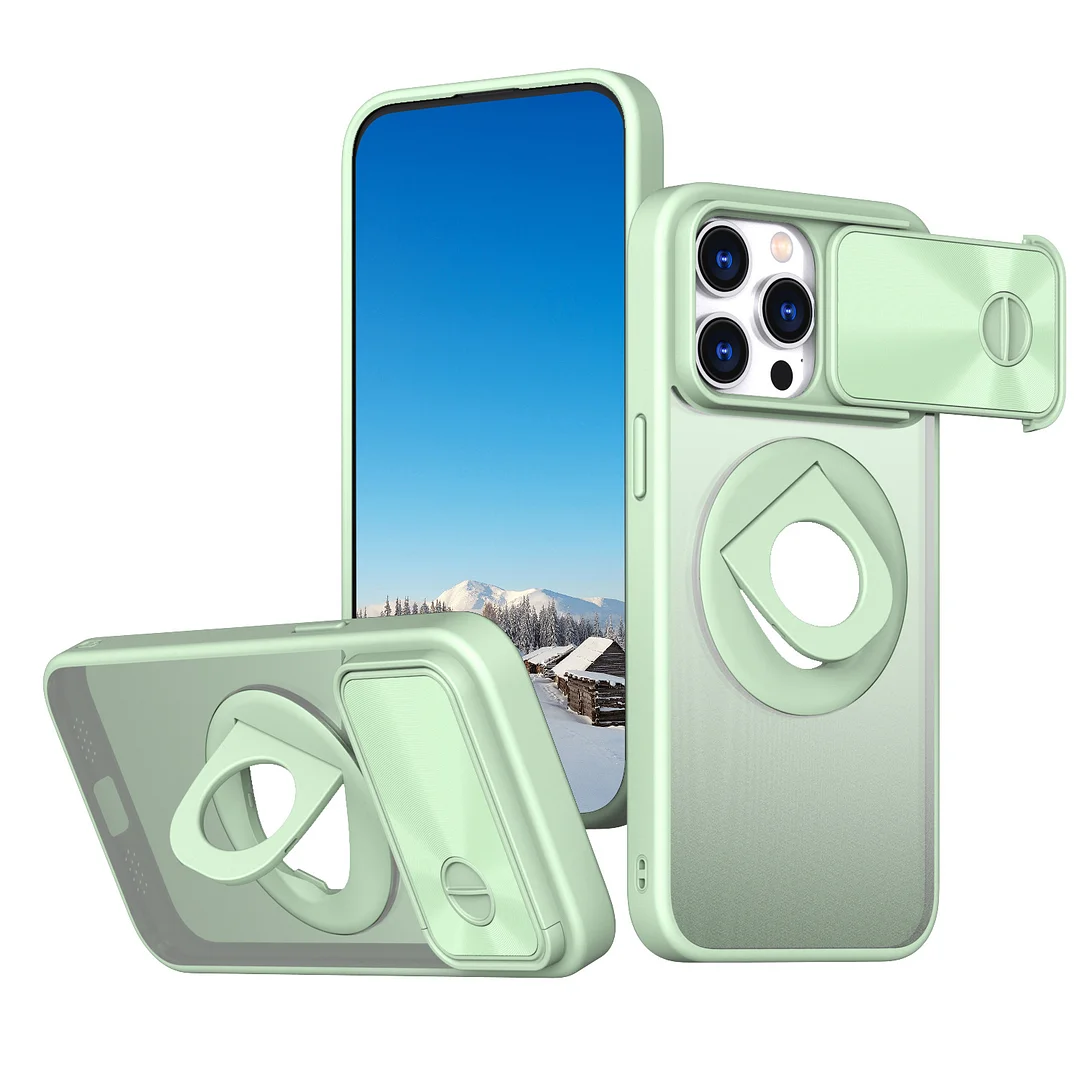Suitable for iPhone 15/14 series invisible bracket skin-friendly magnetic sliding window phone case