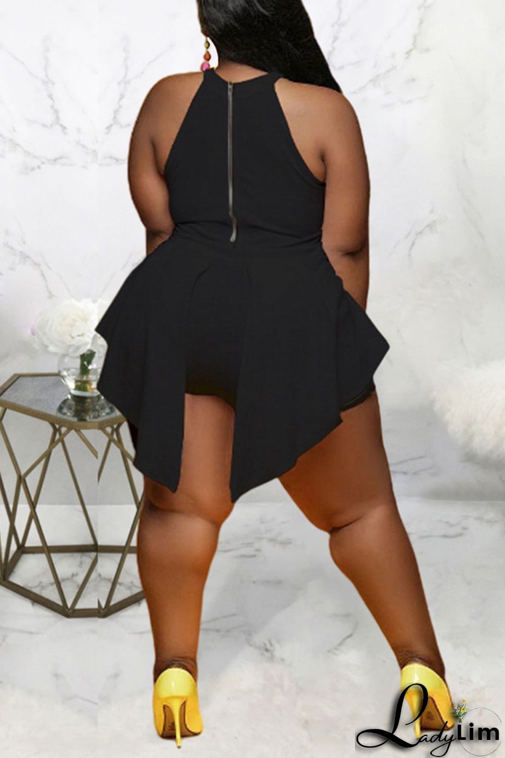 White Sexy Print Patchwork O Neck Plus Size Jumpsuits