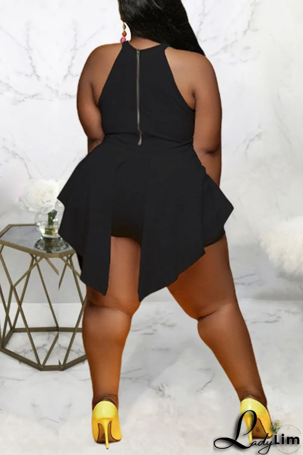 White Sexy Print Patchwork O Neck Plus Size Jumpsuits