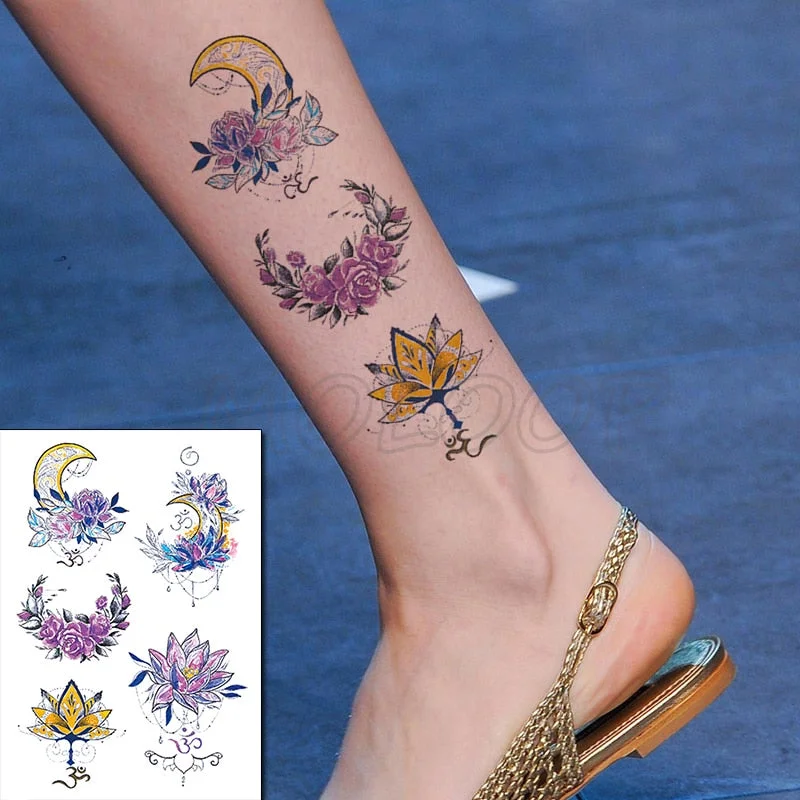 Temporary Tattoo Stickers Sexy Rose Heart-shaped Wreath Fake Tatto Waterproof Tatoo Back Leg Arm Belly Big Size for Women Girl